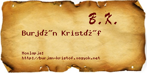 Burján Kristóf névjegykártya
